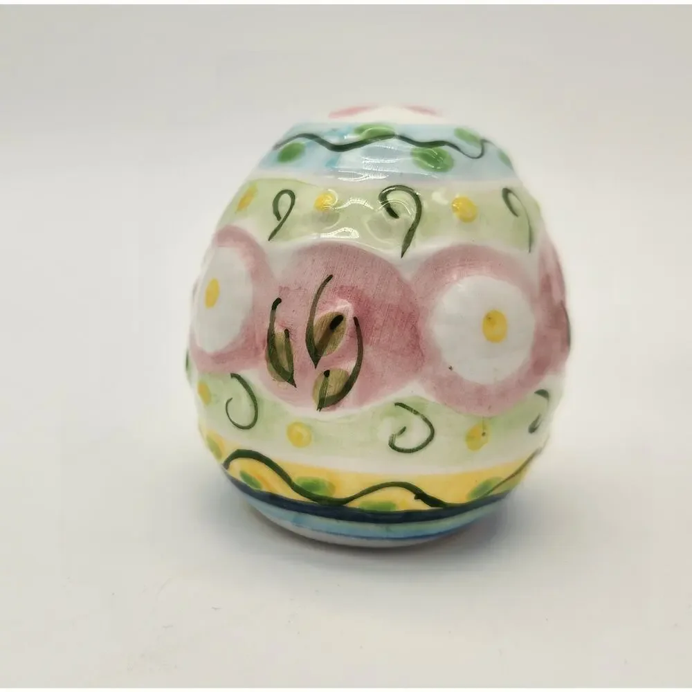 Vintage Handcrafted Lotus Ceramic Floral Salt&Pepper Shakers‎ Tray Spring Easter